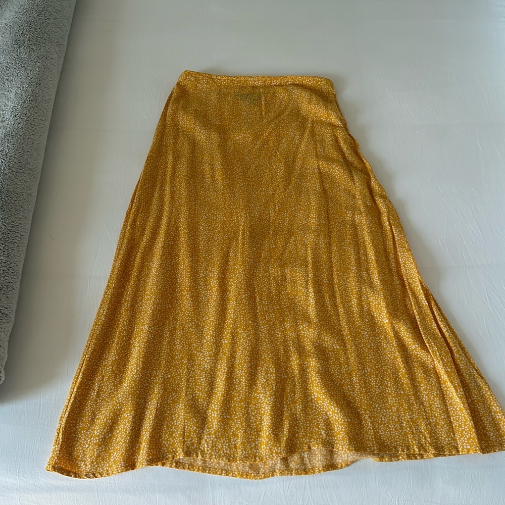 Women’s Yellow Print Midi Skirt - Size XS